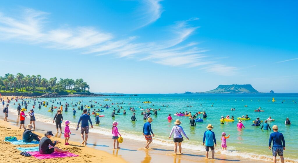 제주도의 푸른 해변 풍경